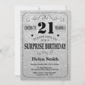 Invitation Surprise 21e anniversaire Parties scintillant noir (Devant)