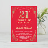Invitation Surprise 21e anniversaire Parties scintillant roug (Debout devant)