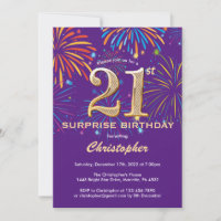 Surprise 21e anniversaire Purple and Gold Firework