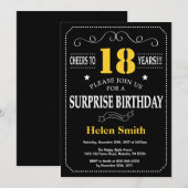 Invitation Surprise 21e anniversaire Tableau noir et jaune (Devant / Derrière)