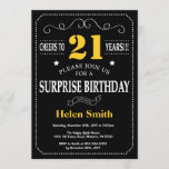 Invitation Surprise 21e anniversaire Tableau noir et jaune<br><div class="desc">Invitation surprise 21e anniversaire Typographie noir et jaune. Tableau de bord. Arrière - plan noir et blanc. Anniversaire adulte. Hommes ou femmes, anniversaire. Enfants Garçon ou fille Ado Anniversaire adolescente Invitation . 13e 15e 16e 18e 20e 21e 30e 40e 50e 60e 70e 80e 90e 100e. N'Importe Quel Âge. Pour plus...</div>