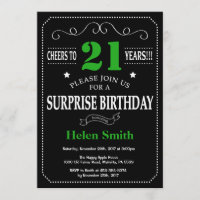 Surprise 21e anniversaire Tableau noir et vert
