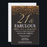Invitation Surprise 21e anniversaire Vingt et un et fabuleux<br><div class="desc">Surprise 21e invitation anniversaire. Vingt et un fabuleux. Noir et Or. Parties scintillant or. Fête d'anniversaire pour adulte. Pour hommes ou femmes. Pour plus de personnalisation,  cliquez sur le bouton "Customiser" et utilisez notre outil de conception pour modifier ce modèle.</div>