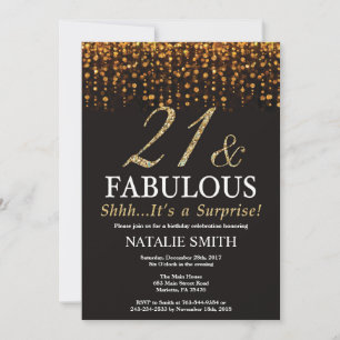 Invitation Surprise 21e anniversaire Vingt et un et fabuleux