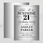Invitation Surprise 21e fête d'anniversaire - Argent (Devant / Derrière)