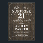 Invitation Surprise 21e fête d'anniversaire - Bois rustique<br><div class="desc">Invitation à la fête du 21e anniversaire Surprise. Design simple et élégant avec motif en bois rustique brun foncé et police en écriture blanche. Célébration anniversaire surprise pour l'homme ou la femme. Peut être customisé à n'importe quel âge!</div>