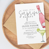 Invitation Surprise 21e fête d'anniversaire Champagne rose bl