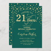 Invitation Surprise 21e fête d'anniversaire - Emerald Green G (Devant / Derrière)