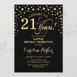 Invitation Surprise 21e fête d'anniversaire - Gold Black<br><div class="desc">Invitation à la fête du 21e anniversaire Surprise. Design élégant en or noir et faux parties scintillant. Fonctionne la police de script et les confettis de diamants. Salutations à 21 ans ! Message-moi si vous avez besoin d'une personnalisation plus poussée.</div>