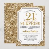 Invitation Surprise 21e fête d'anniversaire - Gold White (Devant / Derrière)