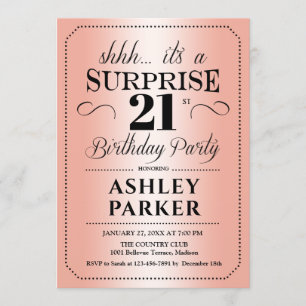 Invitation Surprise 21e fête d'anniversaire - Rose Gold