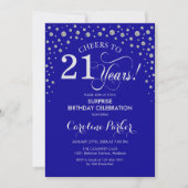 Invitation Surprise 21e fête d'anniversaire - Royal Blue Silv (Devant)