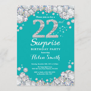 Invitation Surprise 22e anniversaire Turquoise et diamant d'a