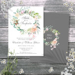 Invitation Surprise 25e anniversaire d'argent Rose verdure<br><div class="desc">Doté d'une délicate guirlande florale d'aquarelle,  cette invitation à l'anniversaire du 25e anniversaire mariage,  surprenante botanique et chic,  peut être personnalisée avec vos informations spéciales d'anniversaire. Au verso,  une guirlande fleurie assortie encadre vos dates d'anniversaire en texte élégant sur un arrière - plan argenté. Conçu par Thisisnotme©</div>