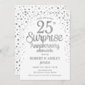 Invitation Surprise 25e anniversaire de mariage - Argent & Bl (Devant / Derrière)
