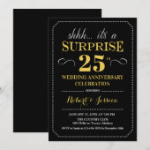 Invitation Surprise 25e anniversaire de mariage - Noir Or (Devant / Derrière)