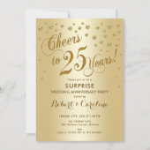 Invitation Surprise 25e anniversaire de mariage - Or (Devant)