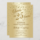 Invitation Surprise 25e anniversaire de mariage - Or (Devant / Derrière)
