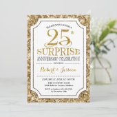 Invitation Surprise 25e anniversaire de mariage - Or blanc (Debout devant)