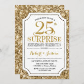 Invitation Surprise 25e anniversaire de mariage - Or blanc (Devant / Derrière)