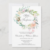 Invitation Surprise 25e Anniversaire de Mariage Roses Verdure (Devant)