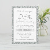 Invitation Surprise 25e anniversaire | Faux paillettes argent (Debout devant)
