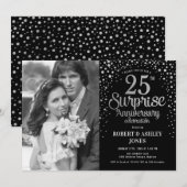 Invitation Surprise 25e anniversaire - Noir Argent (Devant / Derrière)