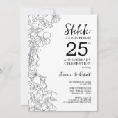 Invitation Surprise 25e anniversaire noir et blanc (Devant)