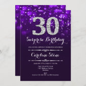 Invitation Surprise 30e anniversaire - Argent violet (Devant / Derrière)