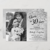 Invitation Surprise 30e anniversaire avec photo - Argent (Devant / Derrière)