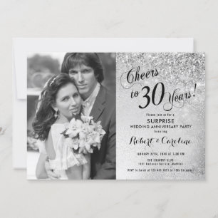 Invitation Surprise 30e anniversaire avec photo - Argent