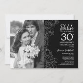 Invitation Surprise 30e anniversaire avec photo noir blanc (Devant)