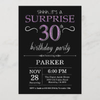 Invitation surprise 30e anniversaire Black and Pur