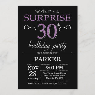 Invitation surprise 30e anniversaire Black and Pur