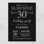 Invitation surprise 30e anniversaire Black and Sil<br><div class="desc">Invitation surprise 30e anniversaire avec Arrière - plan de Parties scintillant noir et argent. Tableau de bord. Anniversaire adulte. Hommes ou femmes Anniversaire Invitation. Quel que soit l'âge.
Pour plus de personnalisation,  cliquez sur le bouton "Customiser" et utilisez notre outil de conception pour modifier ce modèle.</div>