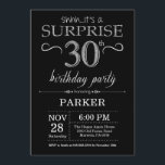 Invitation surprise 30e anniversaire Black and Sil<br><div class="desc">Invitation surprise 30e anniversaire avec Arrière - plan de Parties scintillant noir et argent. Tableau de bord. Anniversaire adulte. Hommes ou femmes Anniversaire Invitation. Quel que soit l'âge.
Pour plus de personnalisation,  cliquez sur le bouton "Customiser" et utilisez notre outil de conception pour modifier ce modèle.</div>