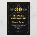 Invitation Surprise 30e anniversaire - Black Gold White<br><div class="desc">Invitation surprise 30e anniversaire. Elégant tableau noir rétro,  jaune or et blanc design. Bravo à 30 ans ! Peut être customisé pour montrer n'importe quel âge.</div>