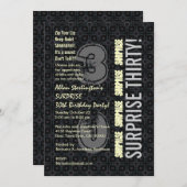 Invitation SURPRISE 30e anniversaire Black Silver Ivory V4 (Devant / Derrière)