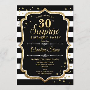Invitation Surprise 30e anniversaire - Black White Gold