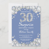 Invitation Surprise 30e anniversaire Blue Silver Diamond (Devant)