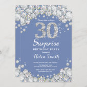 Invitation Surprise 30e anniversaire Blue Silver Diamond (Devant / Derrière)
