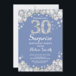 Invitation Surprise 30e anniversaire Blue Silver Diamond<br><div class="desc">Invitation surprise 30e anniversaire. Arrière - plan en damier Diamant de Rhinestone Bleu et Argent. Élégant invitation du Bassin d'Anniversaire. Noir et Blanc. Anniversaire adulte. Les femmes,  anniversaire. Hommes Anniversaire. Pour plus de personnalisation,  cliquez sur le bouton "Customiser" et utilisez notre outil de conception pour modifier ce modèle.</div>