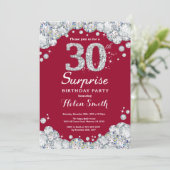 Invitation Surprise 30e anniversaire Bourgogne Rouge Argent D (Debout devant)