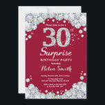 Invitation Surprise 30e anniversaire Burgundy Red Silver Diam<br><div class="desc">Invitation surprise 30e anniversaire. Arrière - plan en damier diamant de Rhinestone rouge et argenté de Bourgogne. Élégant invitation du Bassin d'Anniversaire. Noir et Blanc. Anniversaire adulte. Les femmes, anniversaire. Hommes Anniversaire. Pour plus de personnalisation, cliquez sur le bouton "Customiser" et utilisez notre outil de conception pour modifier ce modèle....</div>