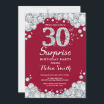 Invitation Surprise 30e anniversaire Burgundy Red Silver Diam<br><div class="desc">Invitation surprise 30e anniversaire. Arrière - plan en damier diamant de Rhinestone rouge et argenté de Bourgogne. Élégant invitation du Bassin d'Anniversaire. Noir et Blanc. Anniversaire adulte. Les femmes, anniversaire. Hommes Anniversaire. Pour plus de personnalisation, cliquez sur le bouton "Customiser" et utilisez notre outil de conception pour modifier ce modèle....</div>