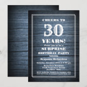 Invitation Surprise 30e anniversaire Country Wood Party (Devant / Derrière)