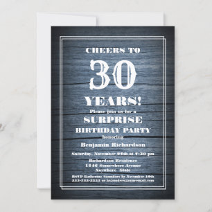 Invitation Surprise 30e anniversaire Country Wood Party