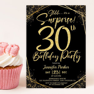 Invitation Surprise 30e anniversaire de fête Black & Gold Par