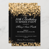 Invitation Surprise 30e anniversaire de fête Lumières or (Devant / Derrière)