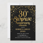 Invitation Surprise 30e anniversaire de mariage - Noir & Or (Devant)